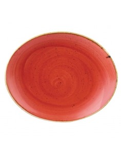 Churchill Stone Cast Berry Red Oval Coupe Plate 192mm