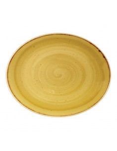 Churchill Stone Cast Mustard Seed Yellow Oval Coupe Plate 192mm