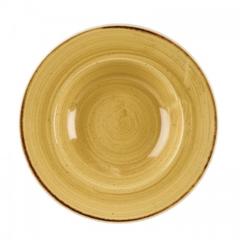 Churchill Stone Cast Mustard Seed Yellow Wide Rim Bowl 280mm