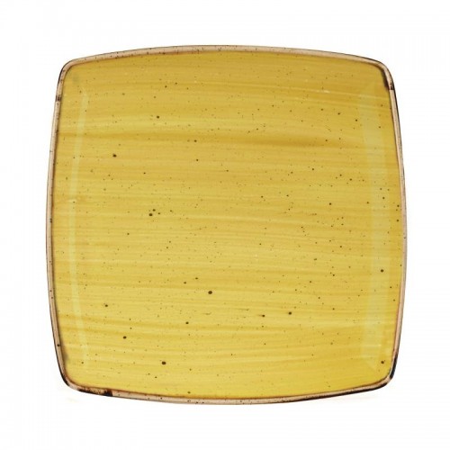 Churchill Super Vitrified Stonecast Mustard Seed Yellow Deep Square Plate 260mm