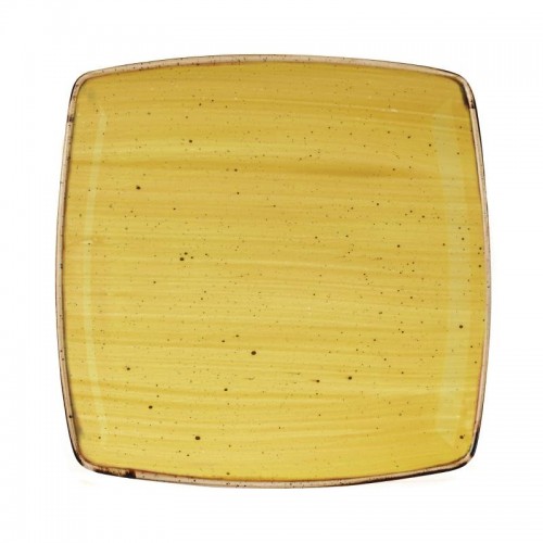 Churchill Super Vitrified Stonecast Mustard Seed Yellow Deep Square Plate 260mm