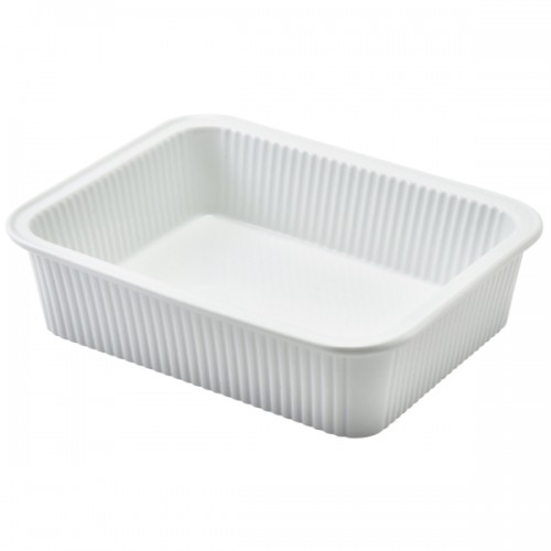 Royal Genware Fluted Rectangular Dish 20.5 x 16.5 x 5cm - Pack of 3
