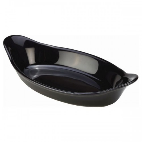 Royal Genware Oval Eared Dish 16.5cm Black - Quantity 6
