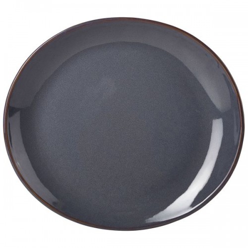 Rustic Blue Oval Plate 25x22cm - Quantity 12