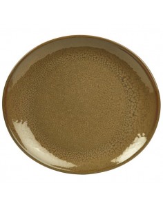 Rustic Brown Oval Plate 21x19cm - Quantity 12