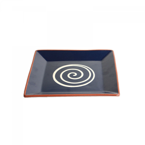 Square Platter Blue with Cream Swirl 25cm (Pack of 3)