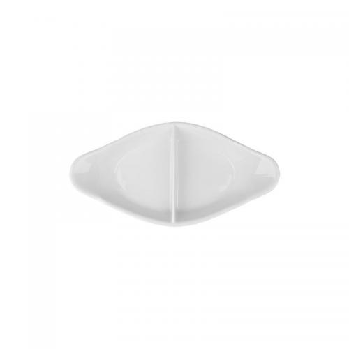 Superwhite White Oval Eared Dish Divided 28cm (Pack of 6)