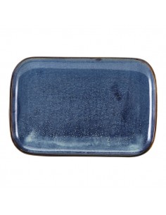 Terra Porcelain Aqua Blue Rectangular Plate 34.5 x 23.5cm - Pack of 6