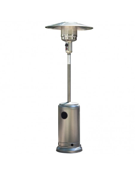 Silver Powder Coated Hammered Metal Steel Outdoor Garden BBQ Gas Patio Heater