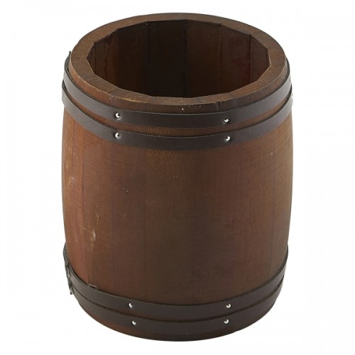 Miniature Dark Wooden Barrel 11.5 Dia x 13.5cm