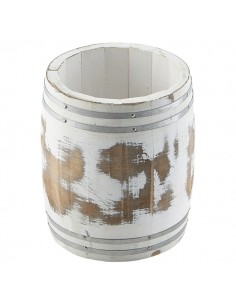 Miniature White Wash Wooden Barrel 11.5 Dia x 13.5cm