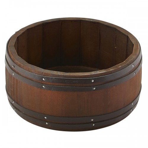 Miniature Dark Wooden Barrel 16.5 Dia x 8cm