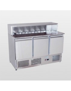 Atosa Ice-A-Cool Refrigerated Prep Station Marble Counter 3 Door with GN Pans