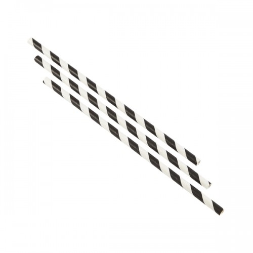 Paper Straws Black and White Stripes 14cm (500pcs)