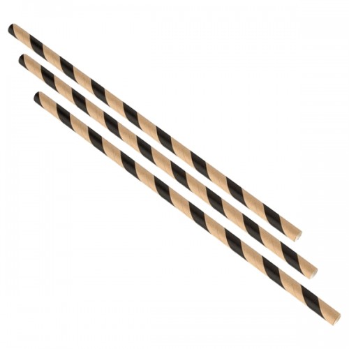 Paper Straws Brown and Black Stripes 20cm (500pcs)