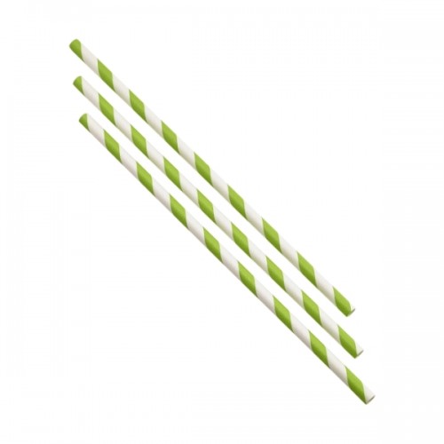 Paper Straws Green and White Stripes 20cm (500pcs)
