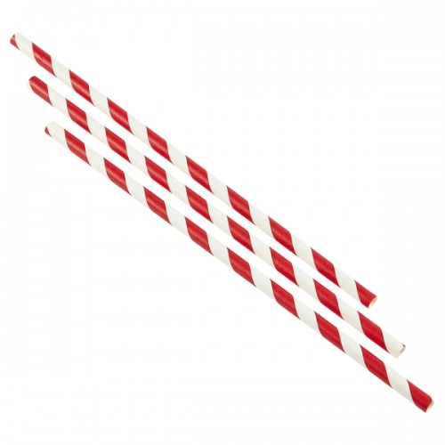 Paper Straws Red and White Stripes 20cm (500pcs)