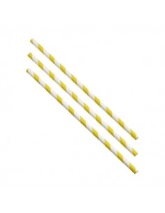 Paper Straws Yellow and White Stripes 20cm (500pcs)