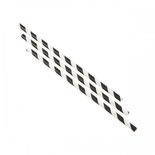 Paper Straws Black and White Stripes 23cm (250pcs)