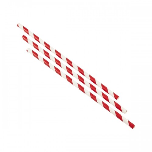 Paper Straws Red and White Stripes 23cm (250pcs)