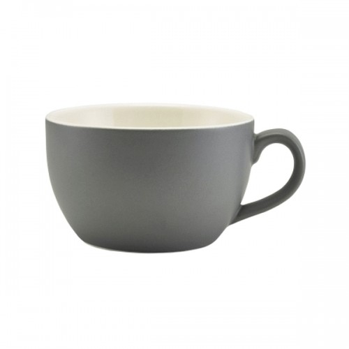 Matt Grey Porcelain Bowl Shaped Cup 25cl/8.75oz - Pack of 6