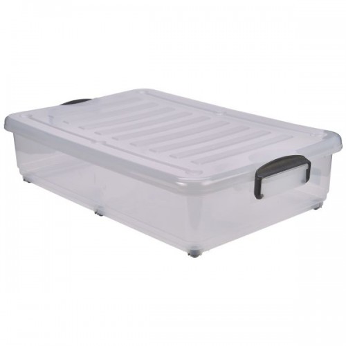 Storage Box 40L W/ Clip Handles On Wheels - Pack of 4