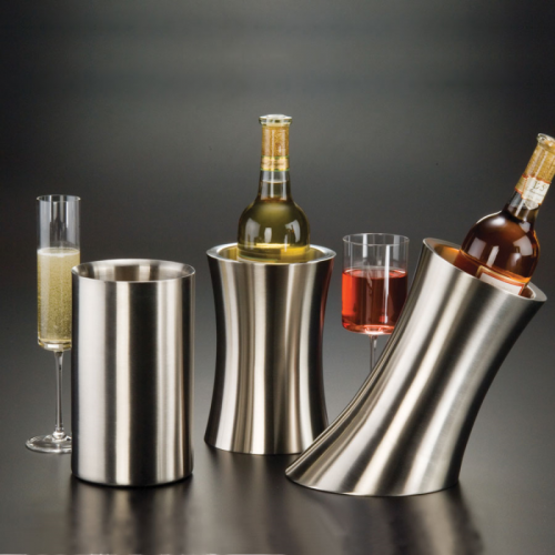 Wine Cooler Stainless Steel, Angled